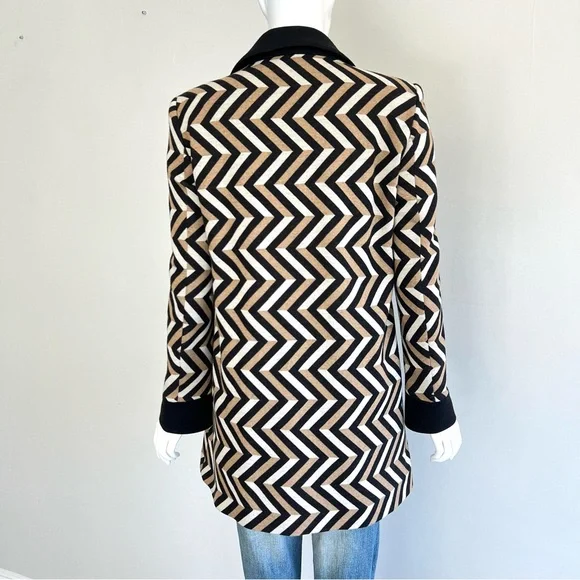 RED VALENTINO Wool Blend Multicolor Mid Length Double Breasted Pea Coat Sz 42 - Picture 7 of 16